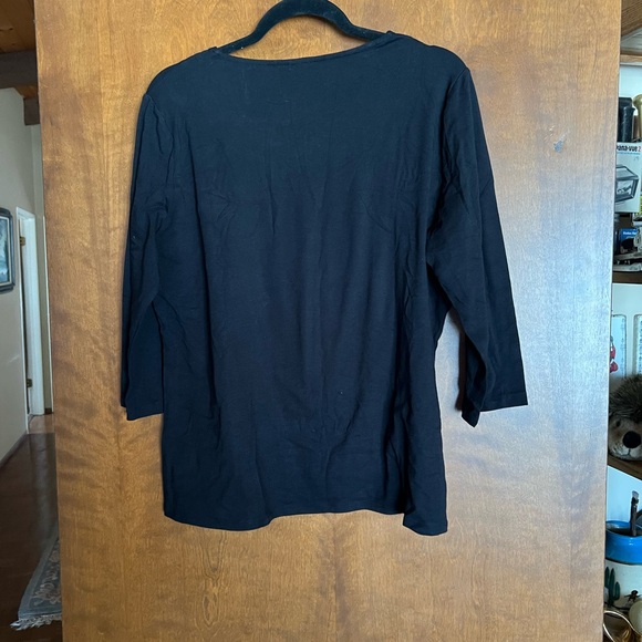 Anne Klein Black Scoop Neck 3/4 Sleeve Top - Picture 4 of 4